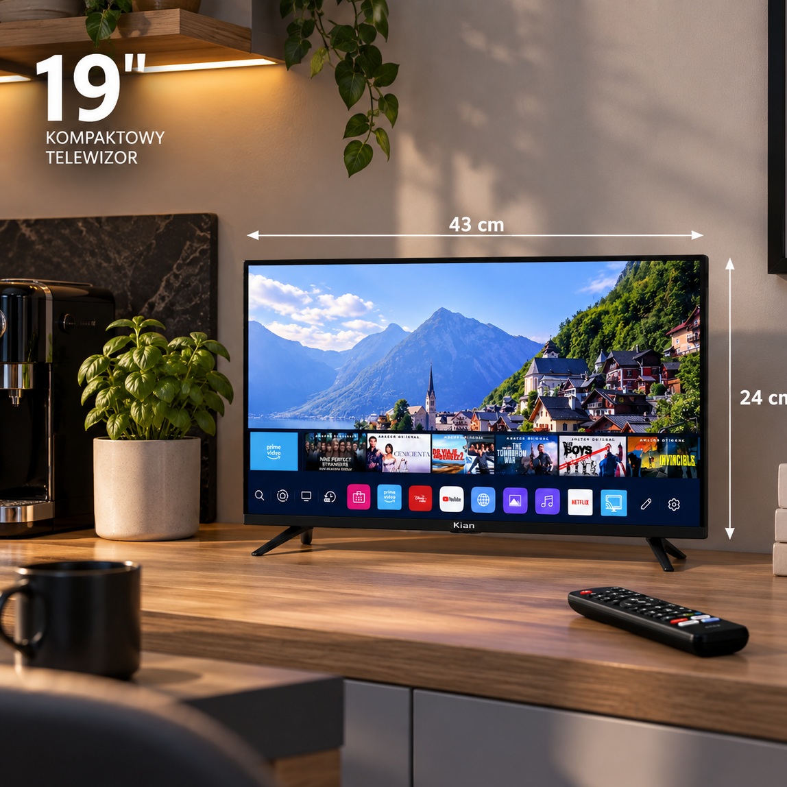 Telewizor LED 19" DVB-T2/HEVC (H.265)